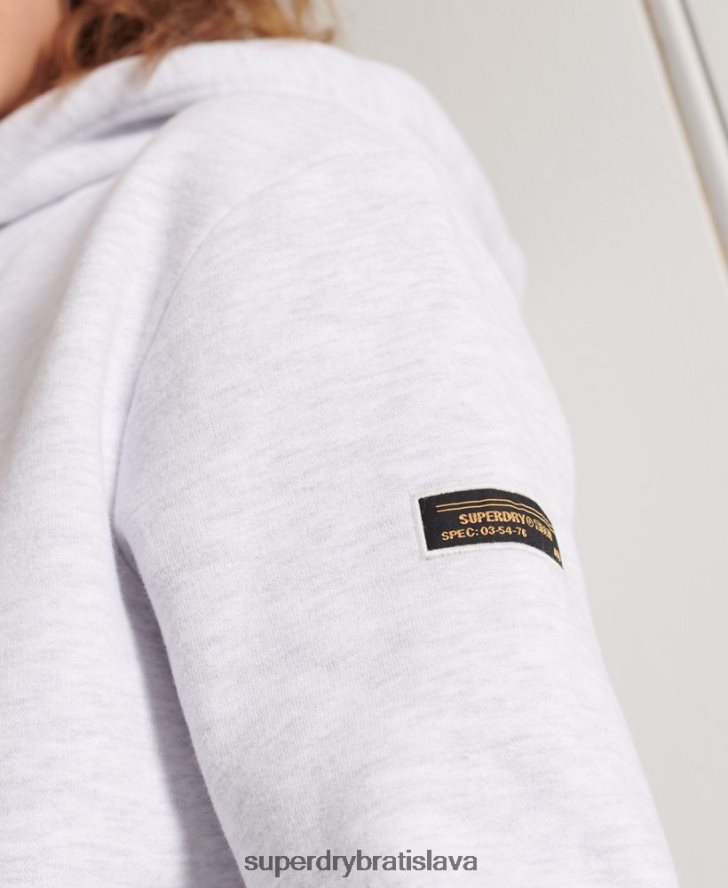 Superdry ženy crop mikina s vojenským logom 6B4ZTR3495 oblečenie svetlo šedá