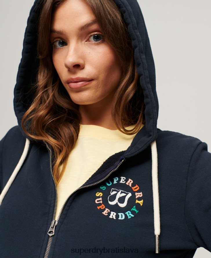 Superdry ženy dúhová mikina na zips 6B4ZTR2068 oblečenie námorníctvo