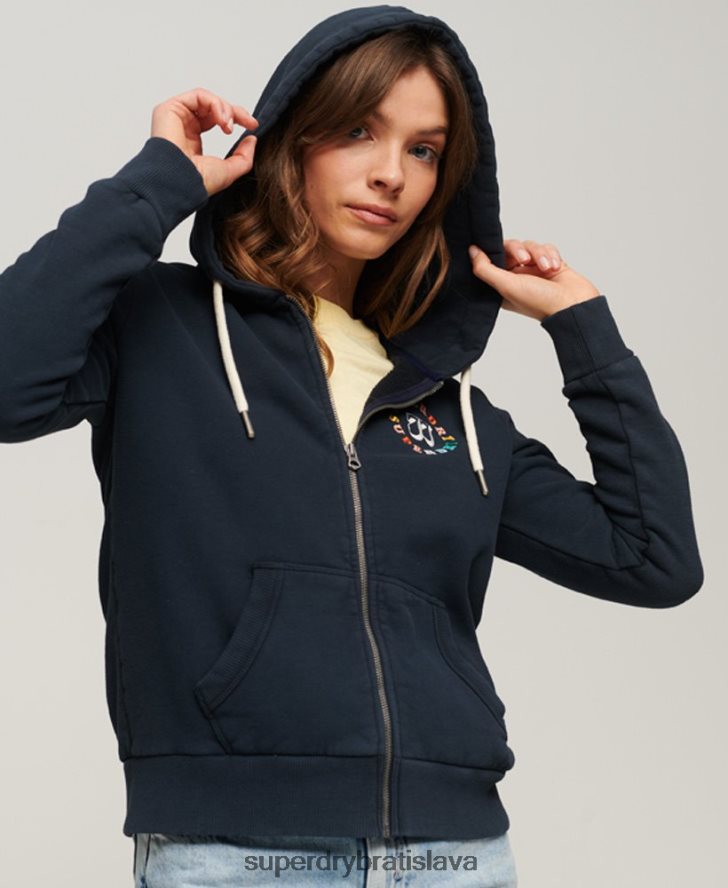 Superdry ženy dúhová mikina na zips 6B4ZTR2068 oblečenie námorníctvo