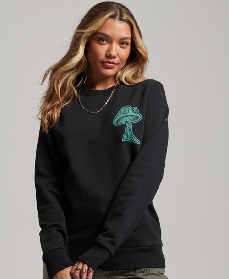 Superdry ženy do lesa grafická mikina 6B4ZTR3431 oblečenie tmavošedý