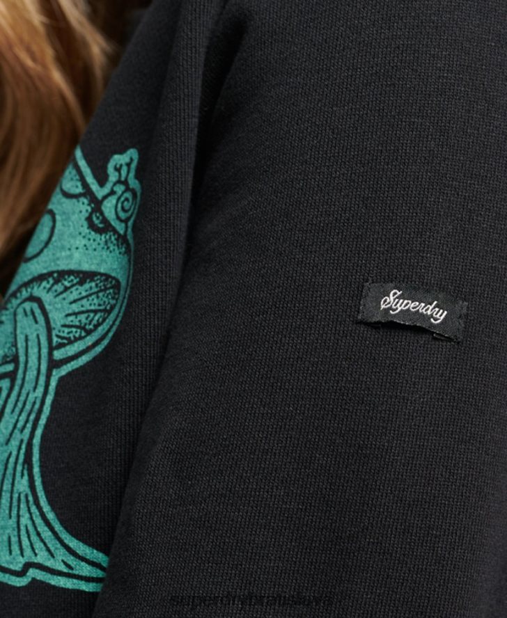 Superdry ženy do lesa grafická mikina 6B4ZTR3431 oblečenie tmavošedý