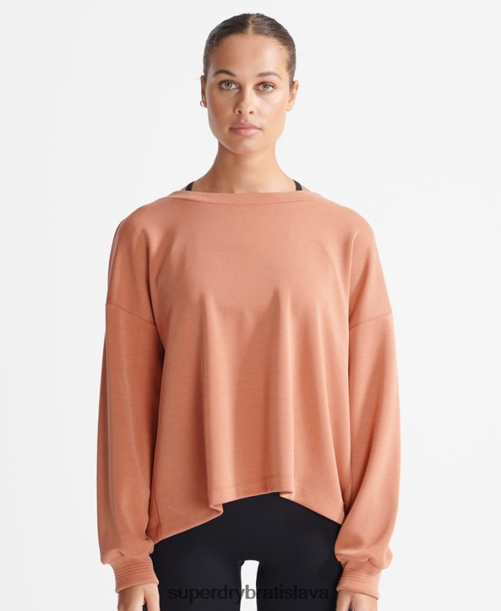 Superdry ženy flex uvoľnená crew mikina 6B4ZTR5918 oblečenie hnedá