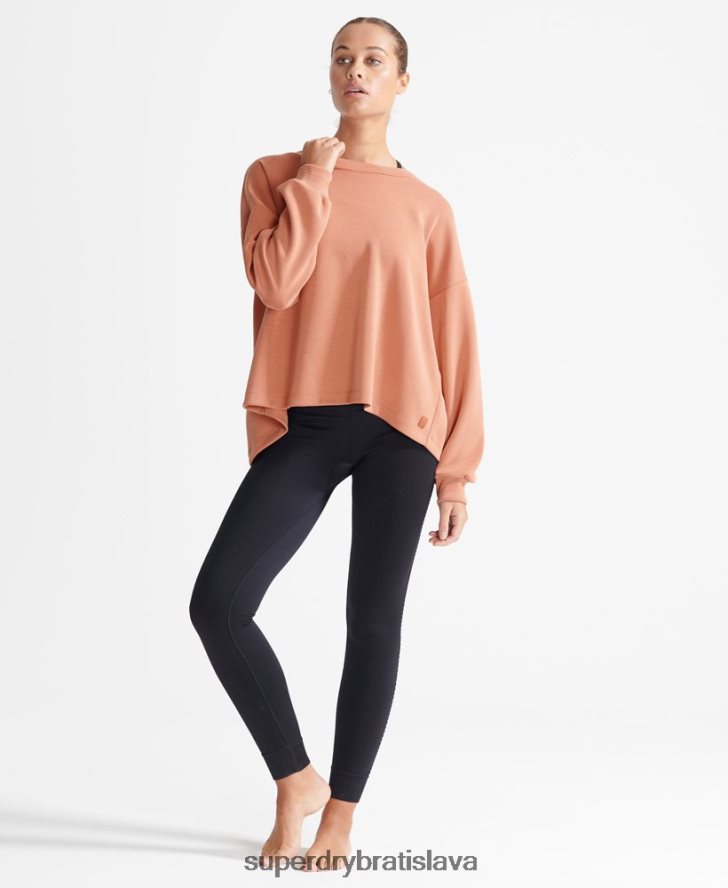 Superdry ženy flex uvoľnená crew mikina 6B4ZTR5918 oblečenie hnedá