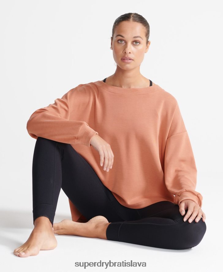 Superdry ženy flex uvoľnená crew mikina 6B4ZTR5918 oblečenie hnedá