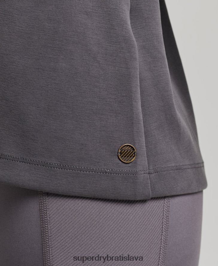 Superdry ženy flex uvoľnená crew mikina 6B4ZTR6109 oblečenie tmavošedý