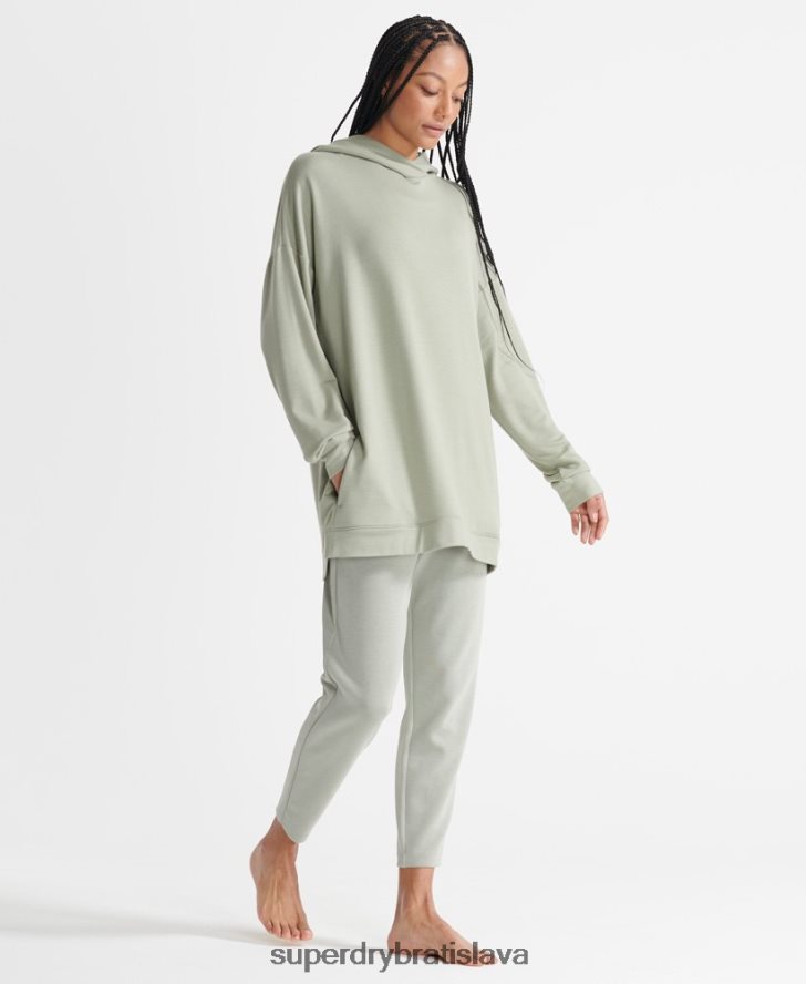 Superdry ženy flex uvoľnená mikina s kapucňou 6B4ZTR6004 oblečenie zelená