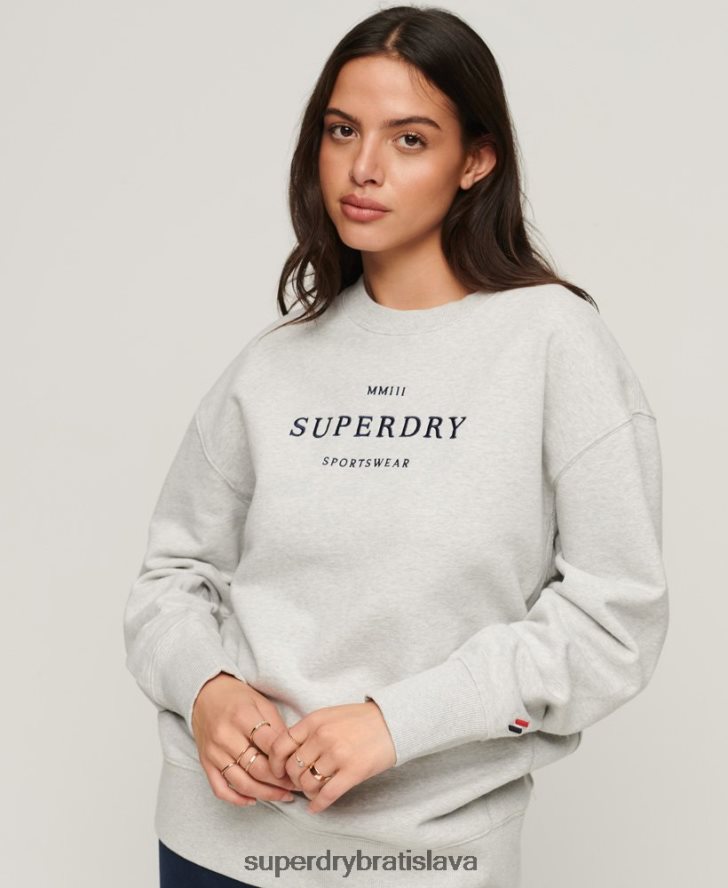 Superdry ženy heraldika oversized crew mikina 6B4ZTR3288 oblečenie sivá