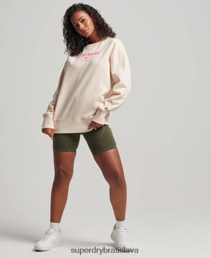 Superdry ženy heraldika oversized crew mikina 6B4ZTR3369 oblečenie krém