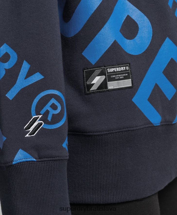 Superdry ženy hlavné logo po celej potlači mikiny 6B4ZTR5887 oblečenie námorníctvo
