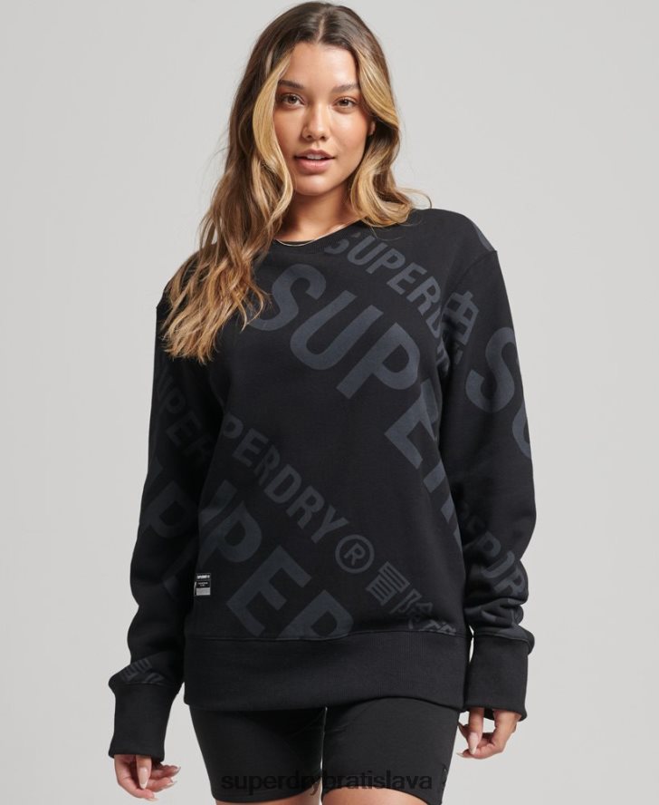 Superdry ženy hlavné logo po celej potlači mikiny 6B4ZTR5896 oblečenie čierna