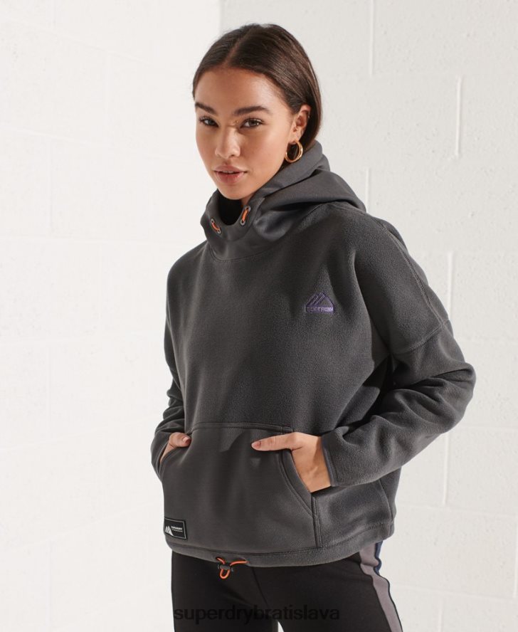 Superdry ženy horská fleecová mikina s kapucňou 6B4ZTR3441 oblečenie tmavošedý