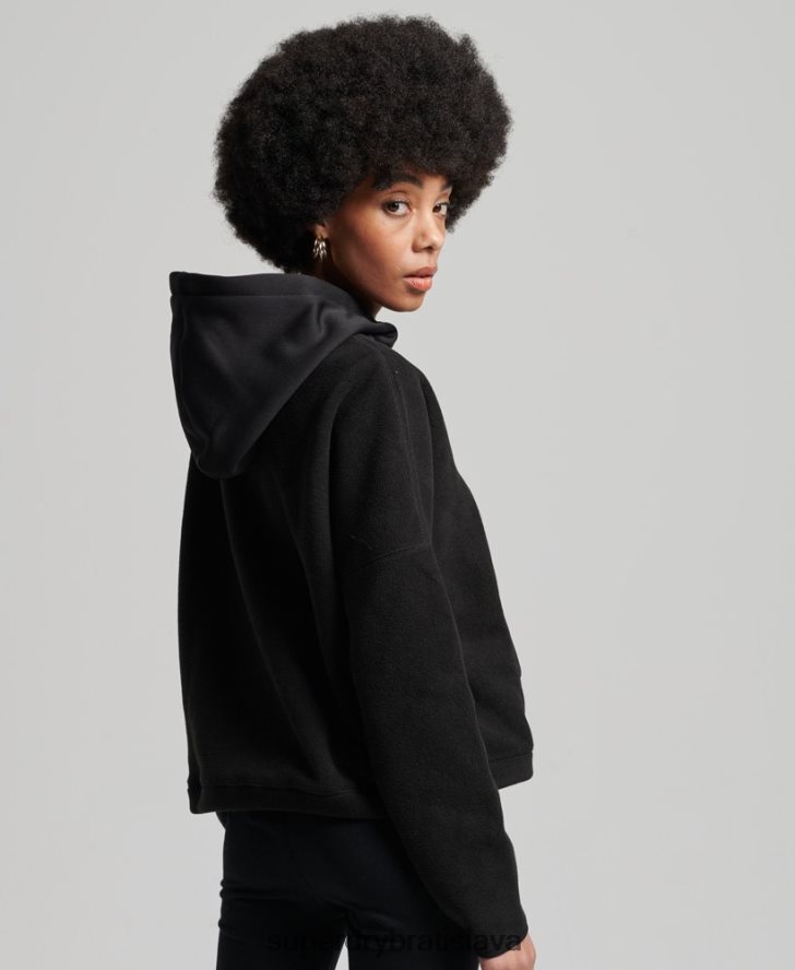 Superdry ženy horská fleecová mikina s kapucňou 6B4ZTR5932 oblečenie čierna