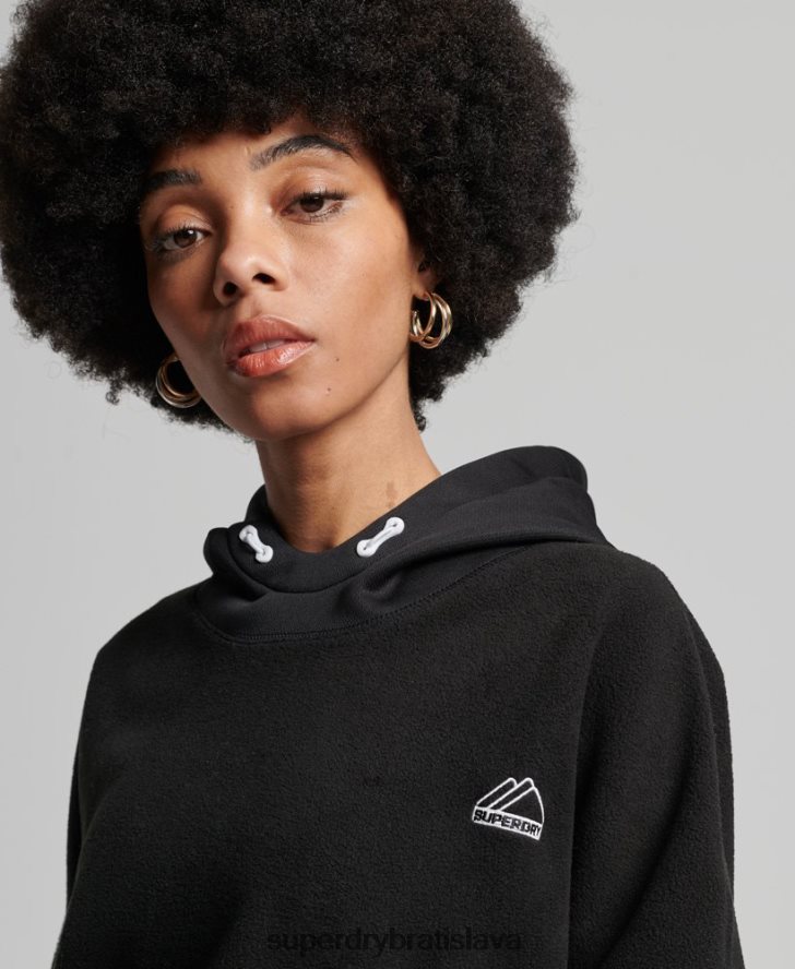 Superdry ženy horská fleecová mikina s kapucňou 6B4ZTR5932 oblečenie čierna