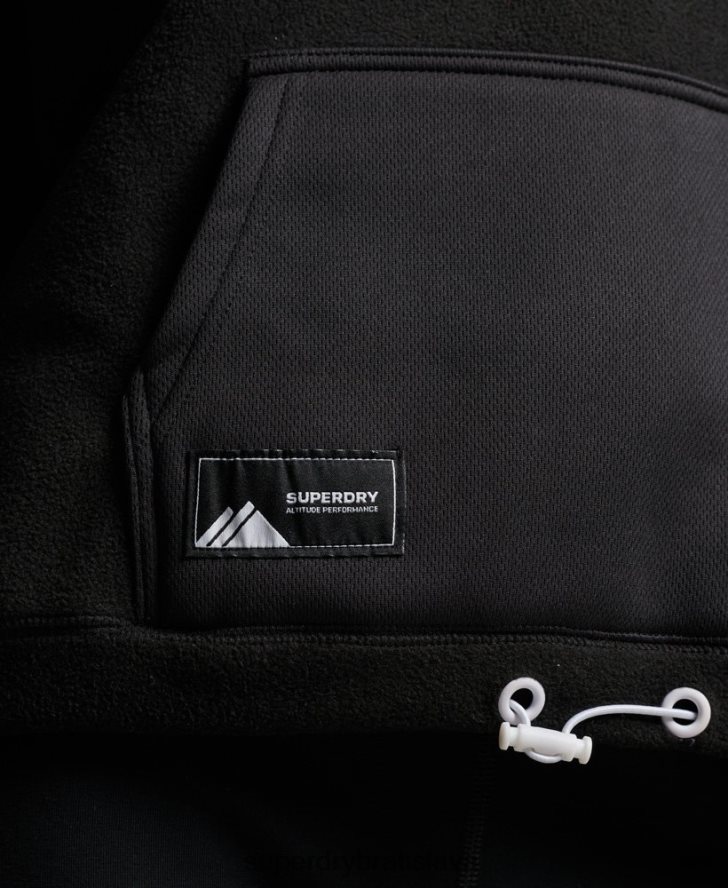 Superdry ženy horská fleecová mikina s kapucňou 6B4ZTR5932 oblečenie čierna