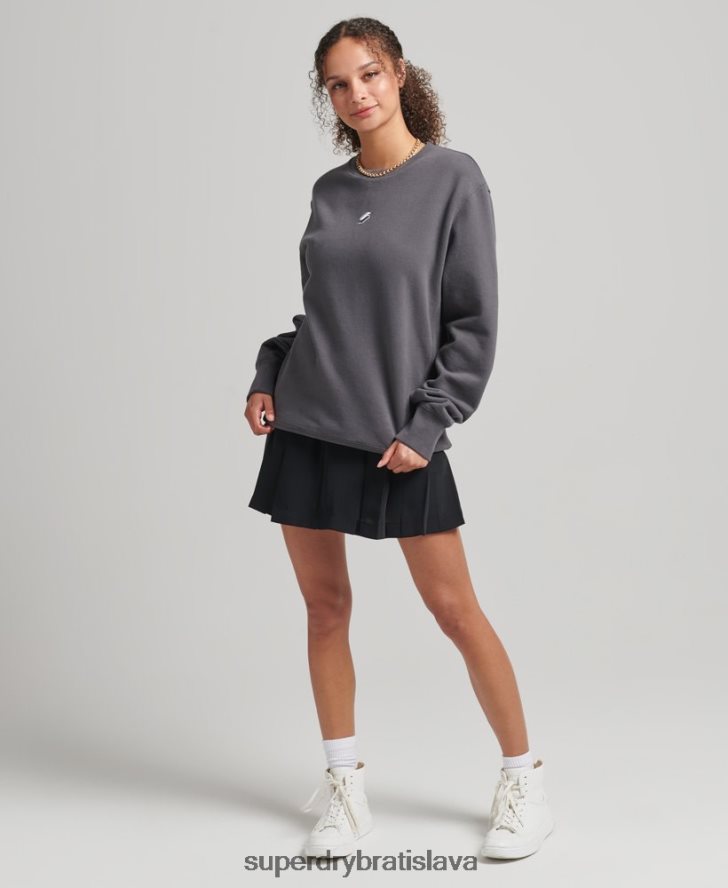 Superdry ženy kód lineárna voľná crew mikina 6B4ZTR5899 oblečenie tmavošedý