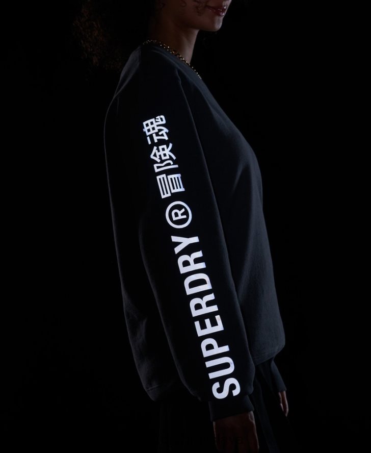 Superdry ženy kód lineárna voľná crew mikina 6B4ZTR5899 oblečenie tmavošedý
