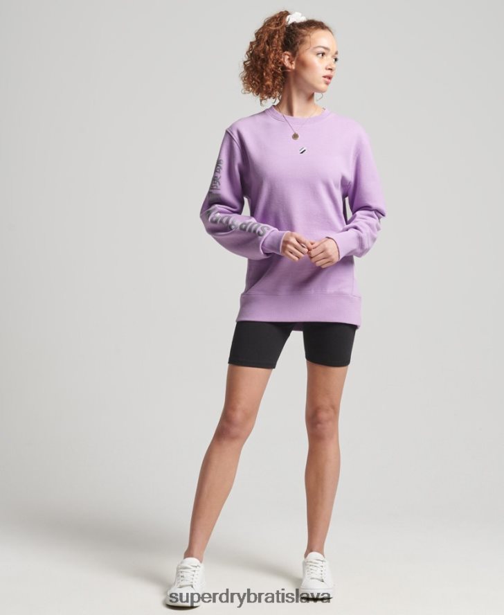 Superdry ženy kód lineárna voľná crew mikina 6B4ZTR6016 oblečenie Fialová