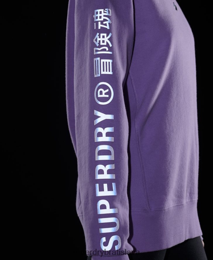 Superdry ženy kód lineárna voľná crew mikina 6B4ZTR6016 oblečenie Fialová