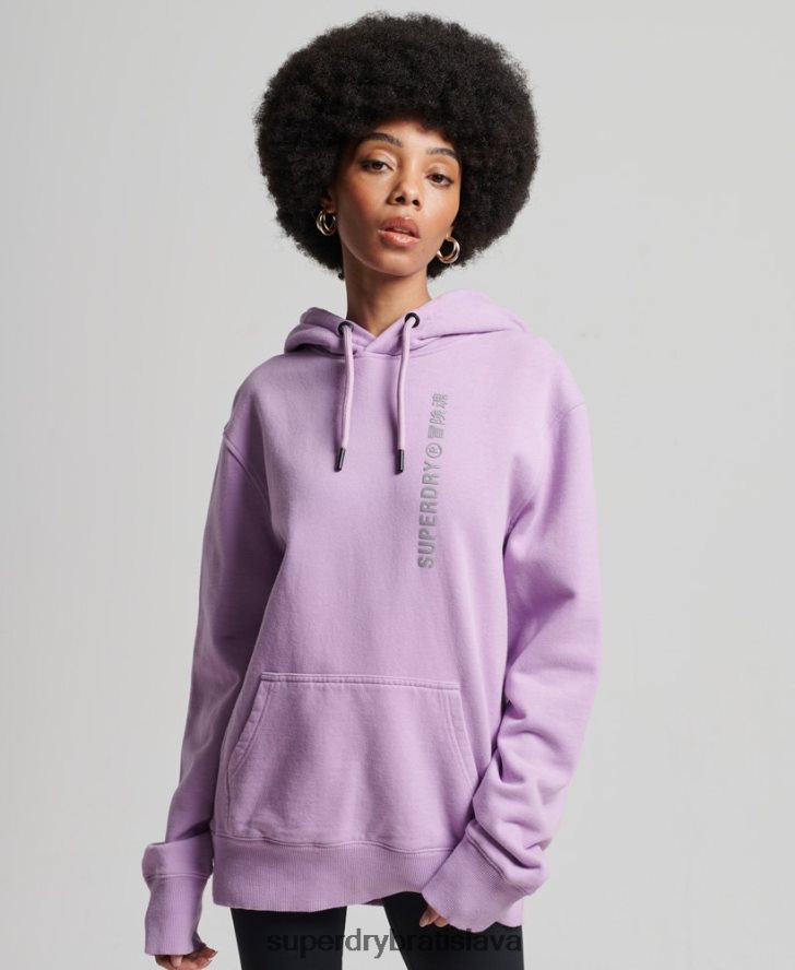Superdry ženy kód lineárna voľná mikina s kapucňou 6B4ZTR3438 oblečenie Fialová
