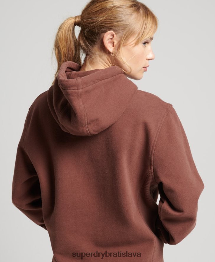 Superdry ženy kód lineárna voľná mikina s kapucňou 6B4ZTR5882 oblečenie hnedá