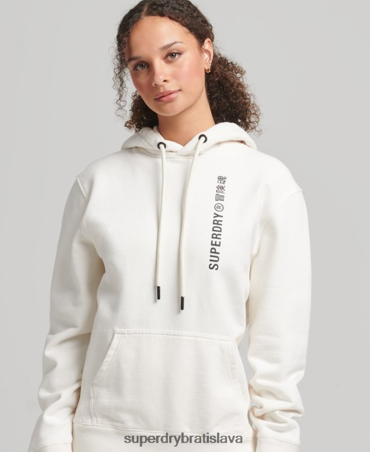 Superdry ženy kód lineárna voľná mikina s kapucňou 6B4ZTR5904 oblečenie biely