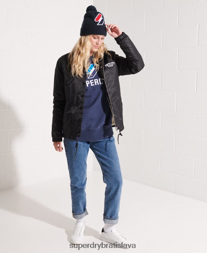 Superdry ženy kód logo nášivka crew mikina 6B4ZTR3504 oblečenie Modrá