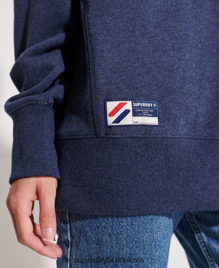 Superdry ženy kód logo nášivka crew mikina 6B4ZTR3504 oblečenie Modrá