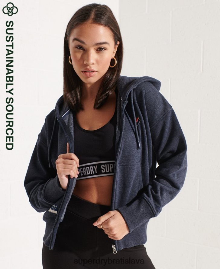 Superdry ženy kód nevyhnutná mikina na zips 6B4ZTR5848 oblečenie námorníctvo