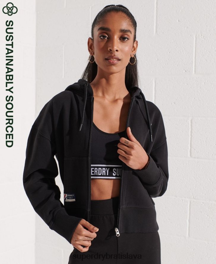 Superdry ženy kód nevyhnutná mikina na zips 6B4ZTR5944 oblečenie čierna