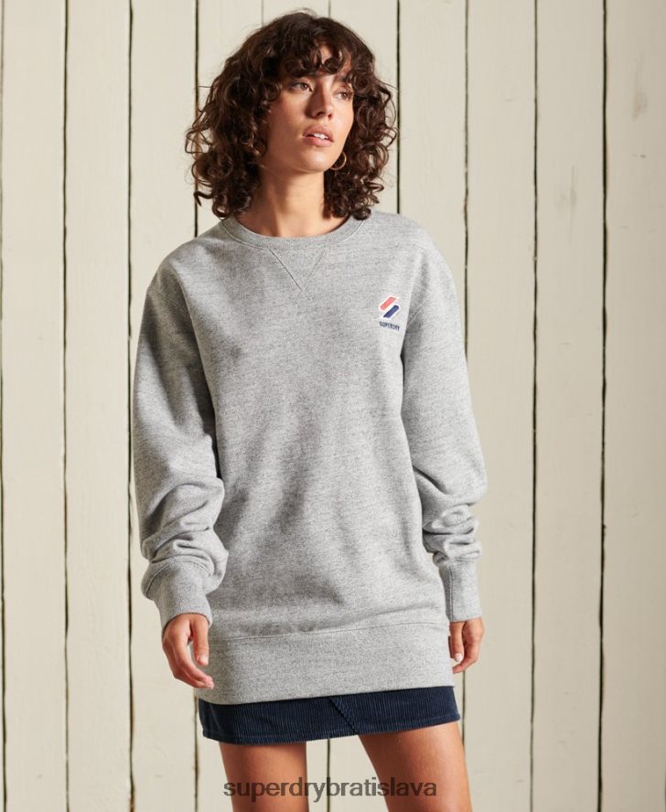 Superdry ženy kód základná voľná crew mikina 6B4ZTR6146 oblečenie svetlo šedá