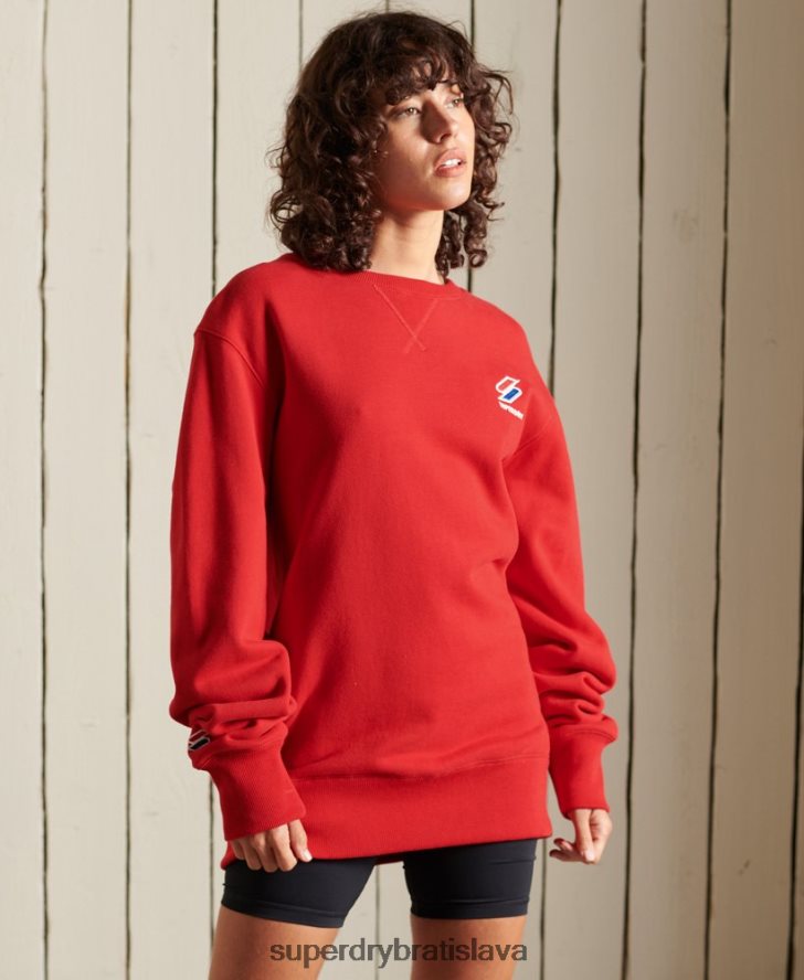 Superdry ženy kód základná voľná crew mikina 6B4ZTR6176 oblečenie červená