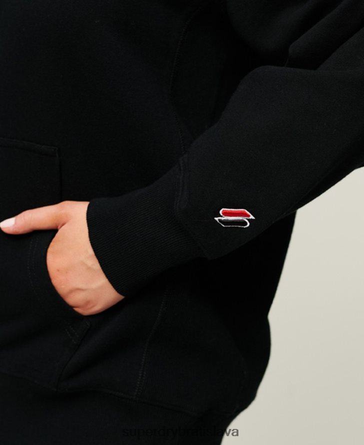 Superdry ženy kódová heraldika nadrozmerná mikina s kapucňou 6B4ZTR1982 oblečenie čierna