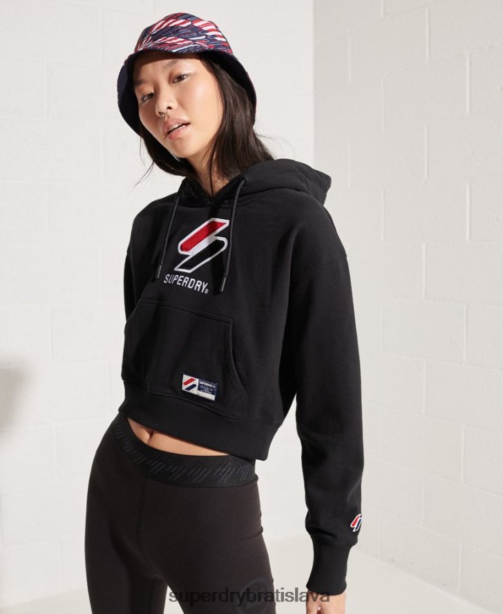 Superdry ženy klasická boxy mikina v športovom štýle 6B4ZTR3496 oblečenie čierna