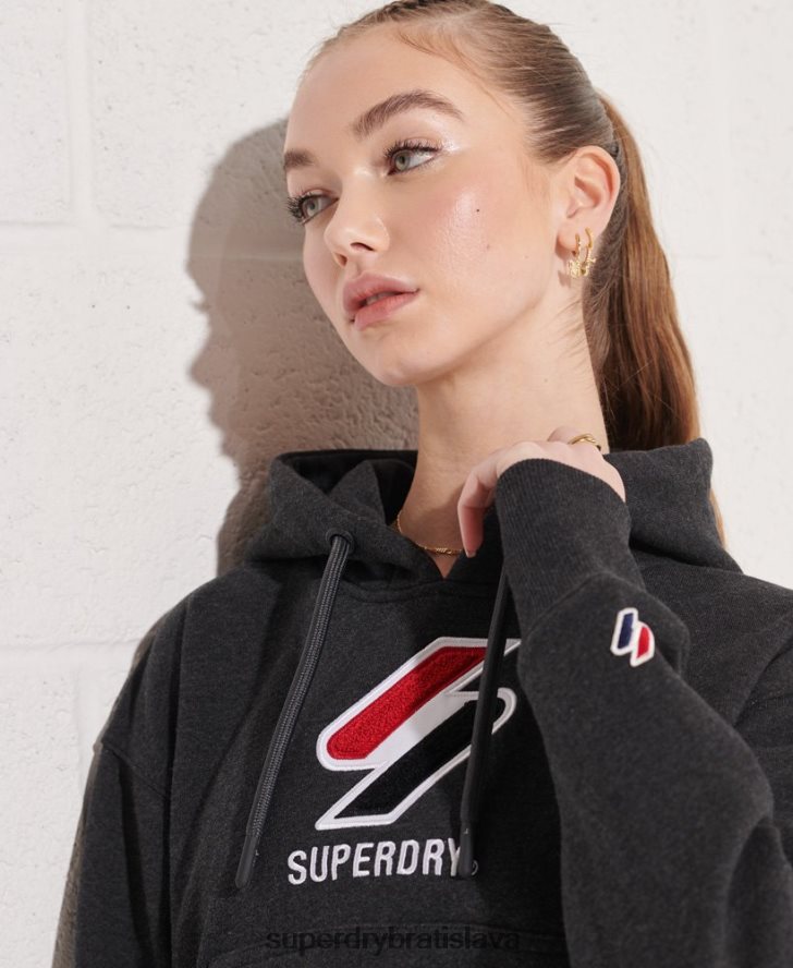 Superdry ženy klasická boxy mikina v športovom štýle 6B4ZTR3497 oblečenie tmavošedý