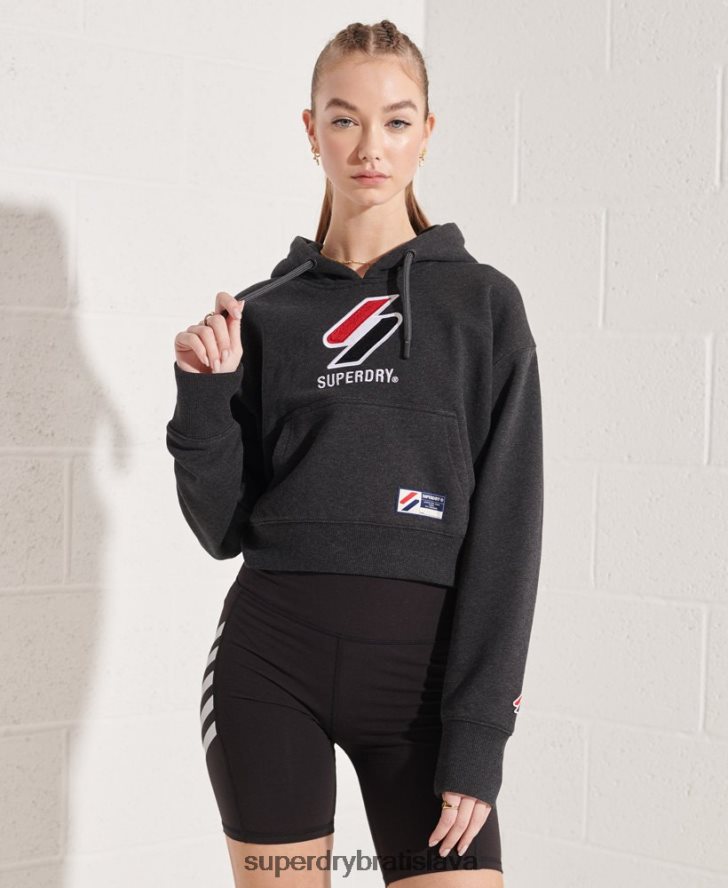 Superdry ženy klasická boxy mikina v športovom štýle 6B4ZTR3497 oblečenie tmavošedý