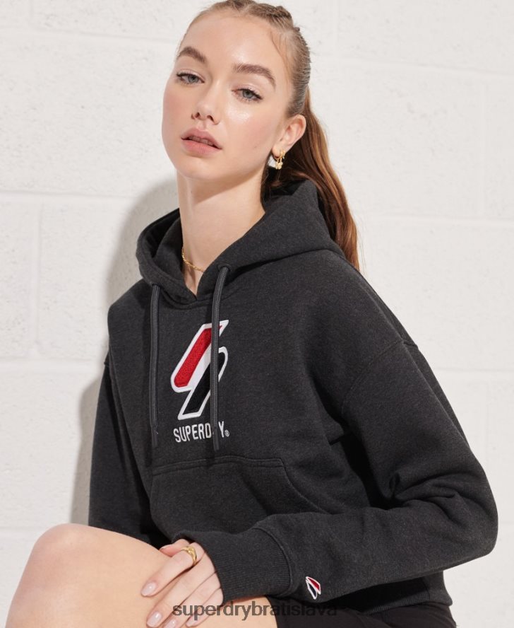 Superdry ženy klasická boxy mikina v športovom štýle 6B4ZTR3497 oblečenie tmavošedý
