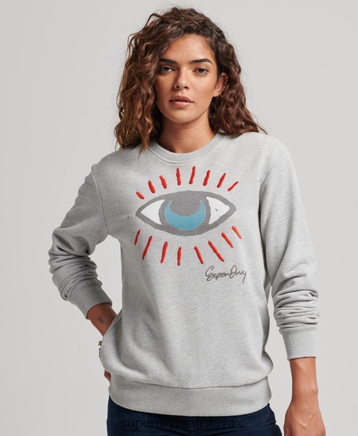 Superdry ženy kočovná ľudová mikina 6B4ZTR3479 oblečenie sivá