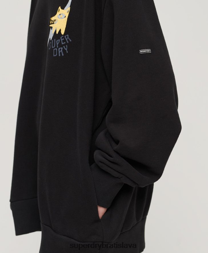 Superdry ženy kočovná ľudová mikina s kapucňou 6B4ZTR3290 oblečenie čierna