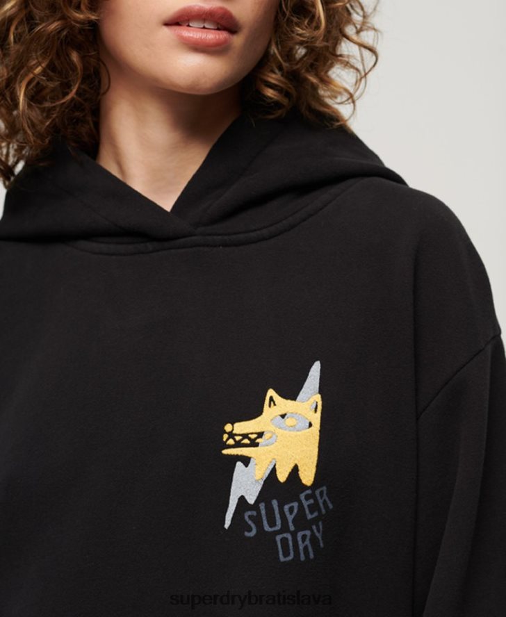 Superdry ženy kočovná ľudová mikina s kapucňou 6B4ZTR3290 oblečenie čierna