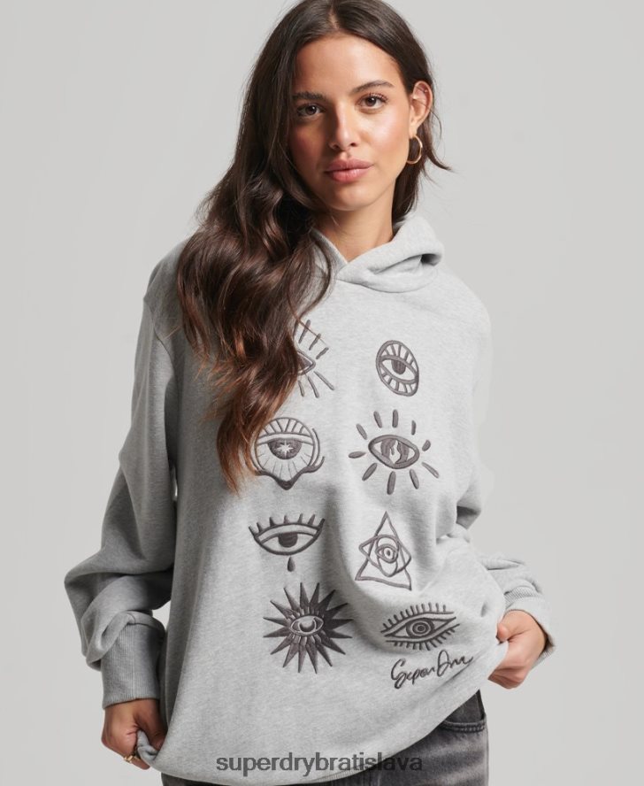 Superdry ženy kočovná ľudová mikina s kapucňou 6B4ZTR3307 oblečenie sivá
