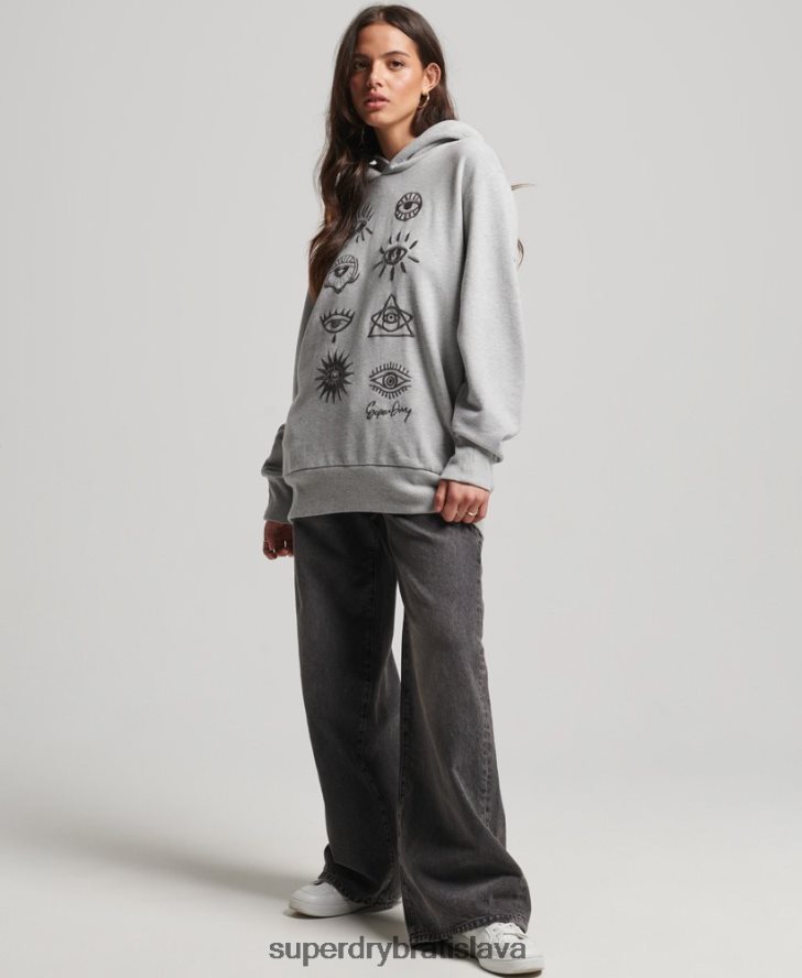 Superdry ženy kočovná ľudová mikina s kapucňou 6B4ZTR3307 oblečenie sivá