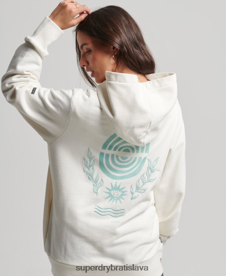Superdry ženy kočovná ľudová mikina s kapucňou 6B4ZTR3410 oblečenie biely