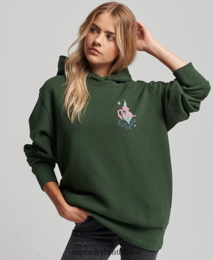 Superdry ženy kočovná ľudová mikina s kapucňou 6B4ZTR3415 oblečenie zelená