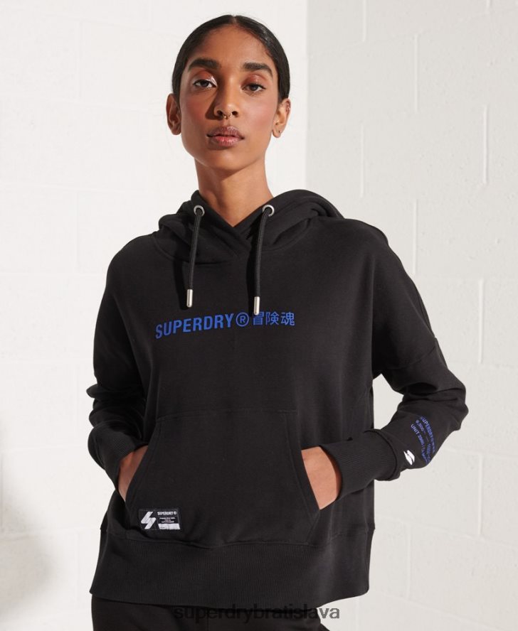 Superdry ženy kooperovať logo crop mikina 6B4ZTR3470 oblečenie čierna