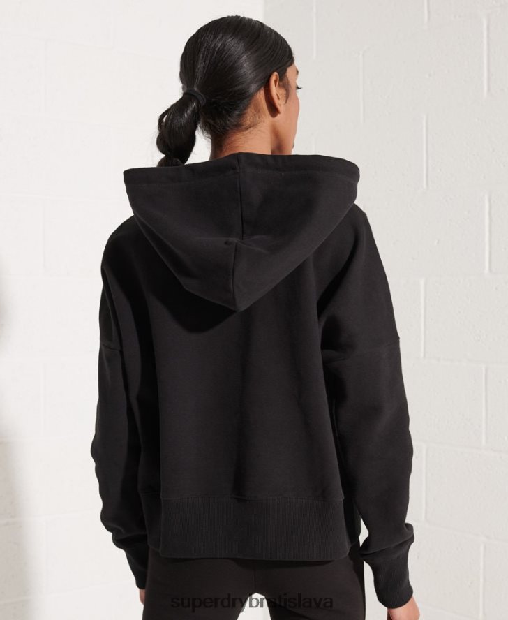 Superdry ženy kooperovať logo crop mikina 6B4ZTR3470 oblečenie čierna