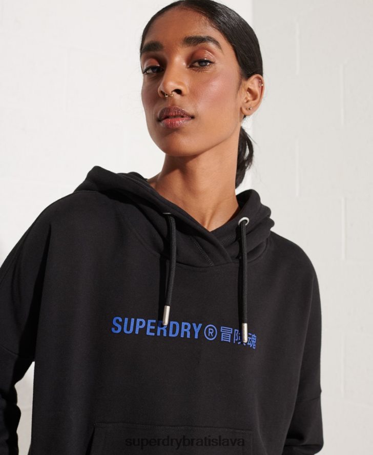 Superdry ženy kooperovať logo crop mikina 6B4ZTR3470 oblečenie čierna