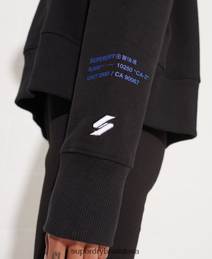 Superdry ženy kooperovať logo crop mikina 6B4ZTR3470 oblečenie čierna