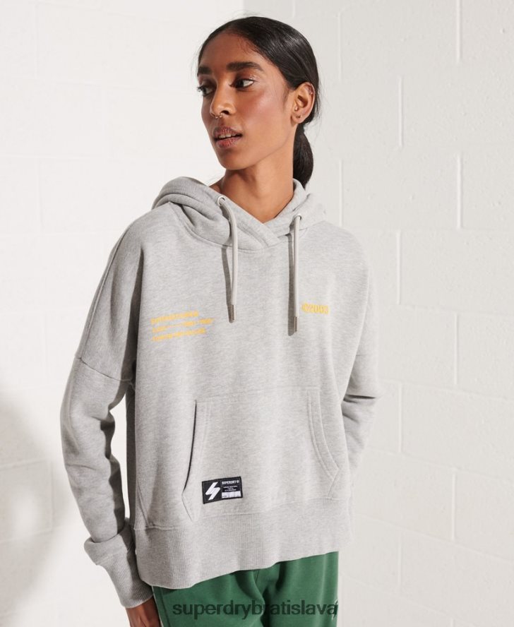 Superdry ženy kooperovať logo crop mikina 6B4ZTR3480 oblečenie sivá