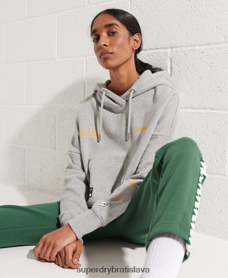 Superdry ženy kooperovať logo crop mikina 6B4ZTR3480 oblečenie sivá