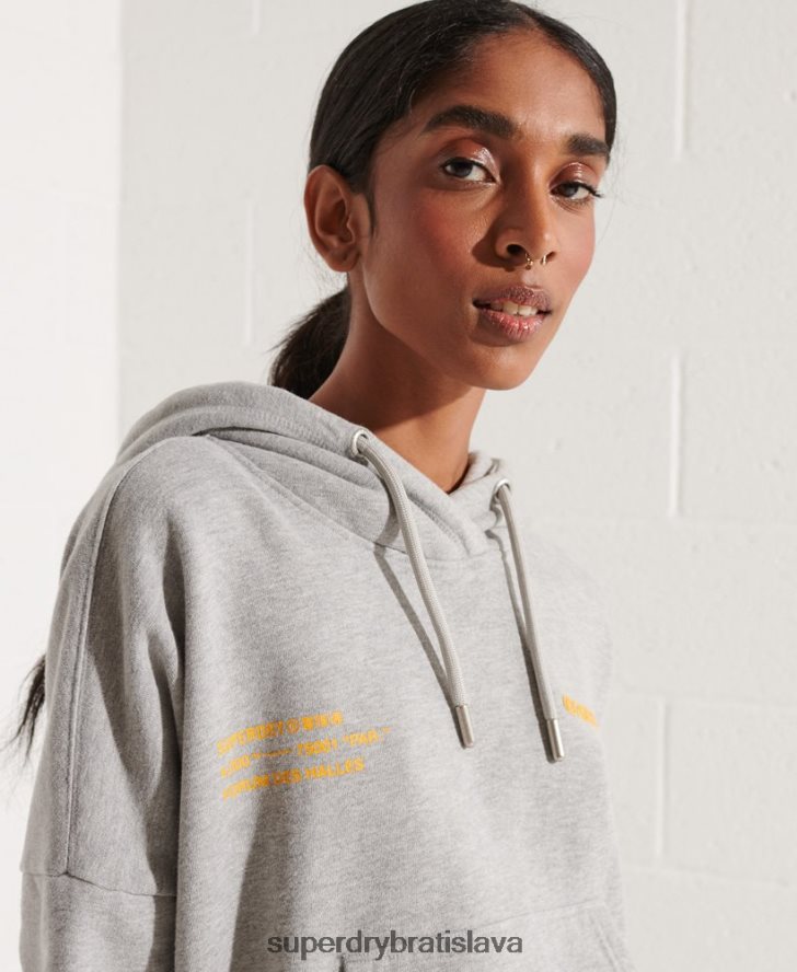 Superdry ženy kooperovať logo crop mikina 6B4ZTR3480 oblečenie sivá
